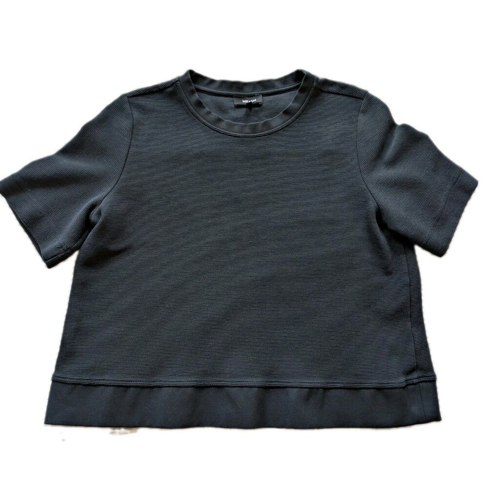 Me & Em Black Textured Top sz 12